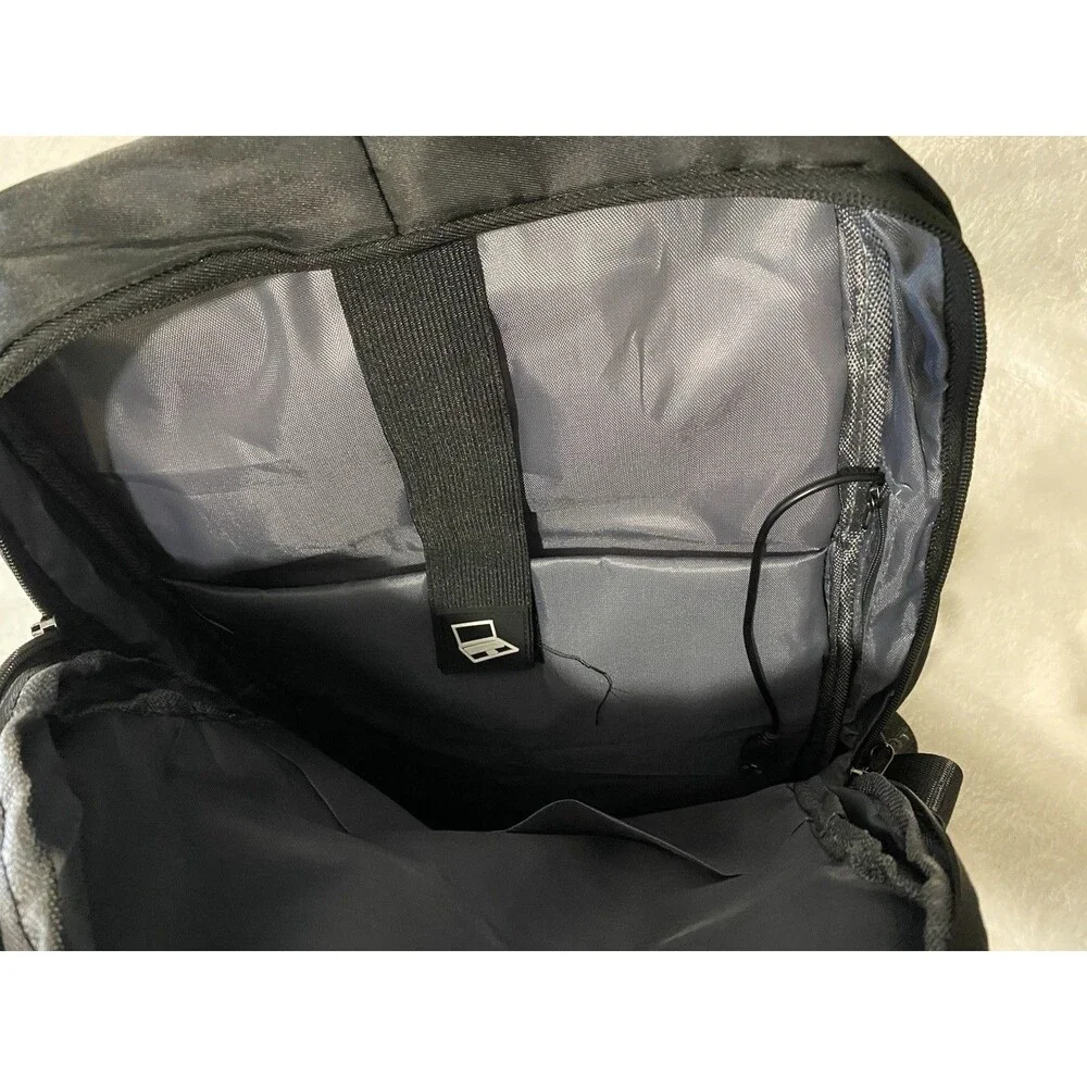 Students Black Laptop Backpack With USB Charging Port Travel School Commuter Bag